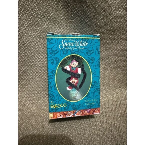 Enesco Disney Christmas Ornament Dopey & Sneezy Merry Little Two Step Snow White - Picture 1 of 11
